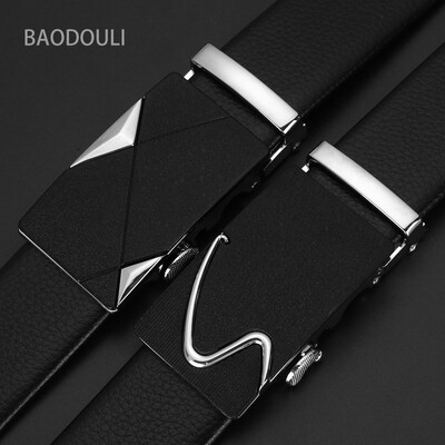 

Cross-border casual mens belt black leather automatic buckle mens belt bark belts