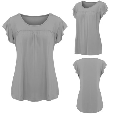 

Nomeni Women Casual Short Sleeve T-shirt Casual Loose Soild O Neck Top Blouse