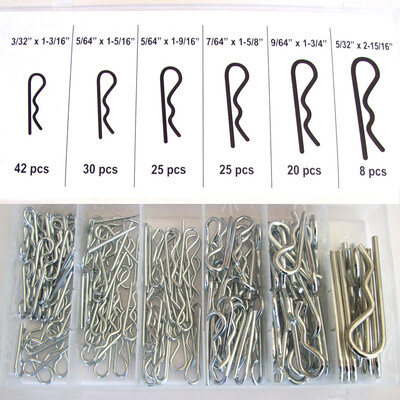 

〖Follure〗Industrial Mechanical Hitch Hair R Clip Cotter Pin Tractor Clip Assortment 150pc