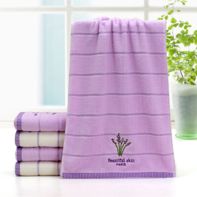 

Toponeto Cotton Embroidery Lavender Aromatherapy Soft Bath Hand Face Towel Sheet Set