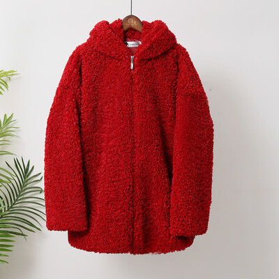 

Tailored Women Fashion Autumn Winter Hat Lamb Wool Circle Loose Thin Coat