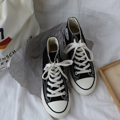 

Inside-height canvas shoes women 2019 new summer net red summer Korean students Joker small white high tide shoes