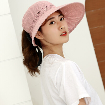 

Hat Lady Spring&Summer Sunshade Cap Outdoor Leisure Sunscreen Sun Cap Japanese Foldable Knitted Empty Top Cap