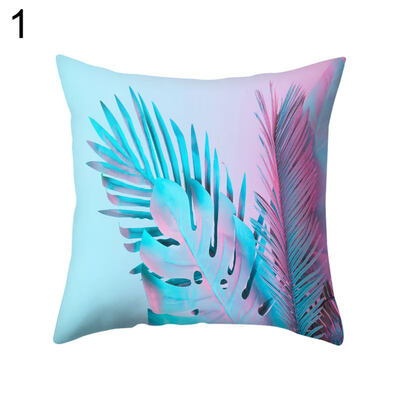 

Pink Leaf Plant Square Throw Pillow Protector Case Cushion Cover Bedding Article