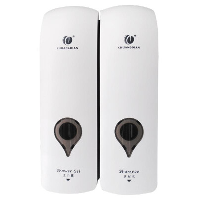 

CHUANGDIAN 300ml2 Wall Mounted Double-Head Manual Soap Dispenser Shower Gel Liquid Shampoo Dispenser Holder for Hotel Home Bathro