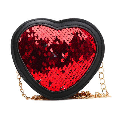 

Sequins Heart Shaped Shoulder Handbags Kids Girls Chain Crossbody Bags