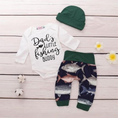 

3Pcs Newborn Baby Boy Cotton Tops Romper Long Pants Leggings Outfits Clothes