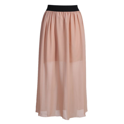 

Women Sexy Elastic High Waist Chiffon Long Skirt Solid Color Loose Clothing