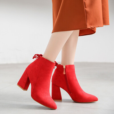 

Rose Womens Ladies Fashion Solid Ankle Zipper Warm Pointed Toe Casual Boots Shoes