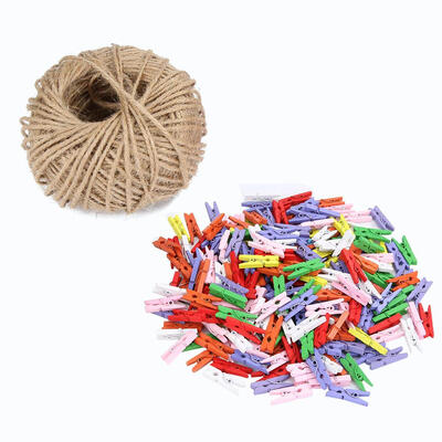 

30mroll Natural Burlap Hessian Jute Twine Cord Hemp Rope250pcs Photo Clip