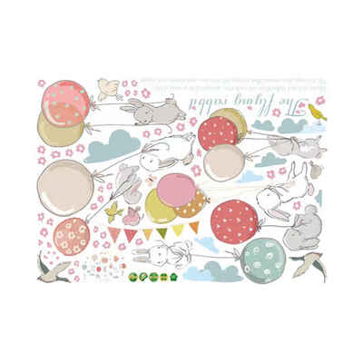 

50x70CM Balloons&Rabbits Patterns Children Room Wall Stickers PVC Material Non-toxic Wall Decals