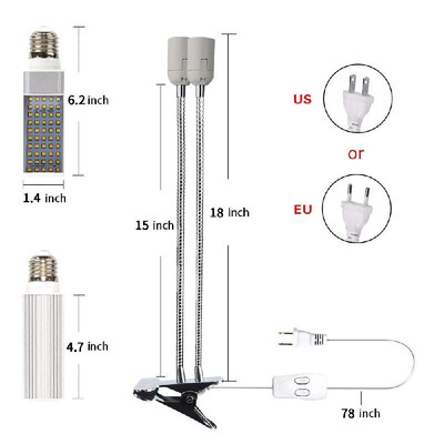 

J50A Full Spectrum Grow Lamp 50W Dual Head Double Switch Spotlight LED Grow Light for Indoor Plant at Growth Stage Seeding Growing