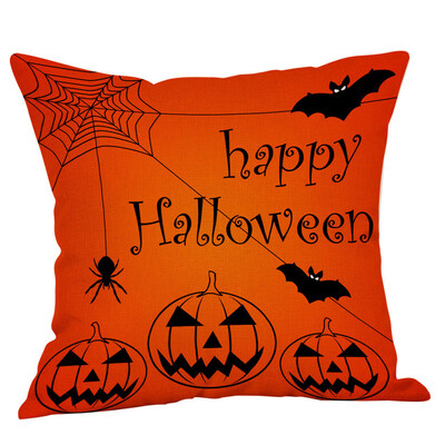 

Toponeto Happy Halloween Pillow Cases Linen Sofa Cushion Cover Home Decor