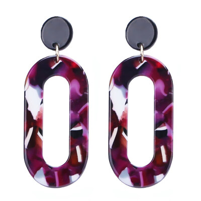 

Fashion Leopard Print Multi-Color Acrylic Acetate Drop Earrings for Women Girl Personality Simple Geometric Statement Earrings