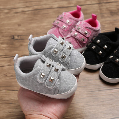 

Baby Girl Boy Casual Shoes Breathable Anti-Slip Rivet Design Shoes Toddler Soft Soled First Walkers