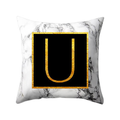 

Modern Pillowcases 4545 Gold Alphabet Word Letter White Marble Pattern Pillow Case Super Soft Throw Sofa Bed Cushion Cover Protec