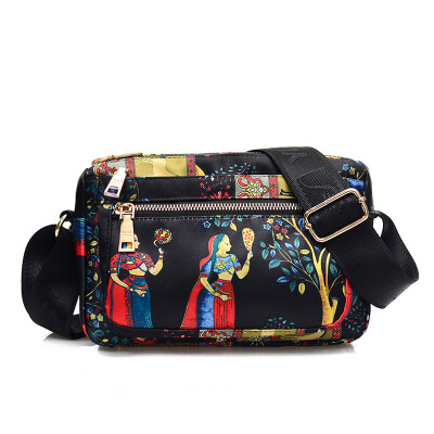 

Canvas bag womens bag oblique satchel nylon Oxford cloth bag multi-layer mini portable middle-aged mother bag