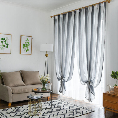 

NeillieNWindow screen Nordic wind striped yarn black&white striped curtain