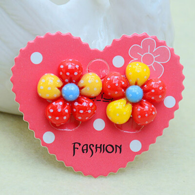 

2pcs Kawaii Fake Non-Piercing Rhinestone Clip-On Earrings Chic Baby Girls Gift