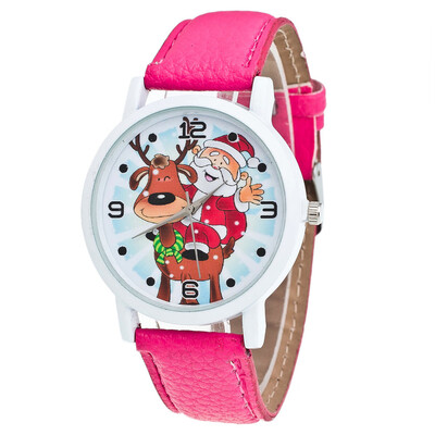 

New Christmas Ornaments Elderly Pattern Leather Band Analog Quartz Vogue Watches Xmas Decoration Navidad Envio Gratis
