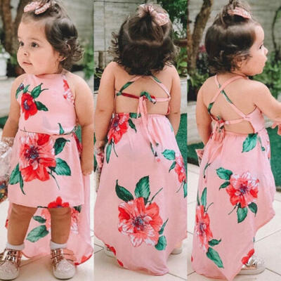 

Toddler Kids Baby Girl Summer Flower Backless Party Pageant Dress Casual Clothes