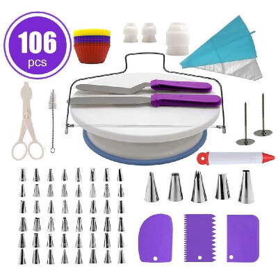 

CakeDecor Stainless Steel Cake Decorating Supplies Cake Turntable 106PCSSet DIY Cream Tools