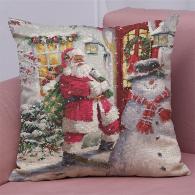 

Siaonvr New Christmas Cotton Linen Pillow Case Sofa Cushion Cover Home Decor