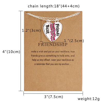 

Friendship Card Couple Necklace for Women&Men 2pcs LOVE YOU Broken Heart Pendant Paired Necklace Valentines Day Gift
