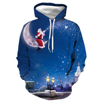 

Toponeto Mens Casual Christmas Lover 3D Print Party Long Sleeve Hoodie Top Blouse