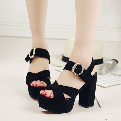 

Princess shoes high-heeled shoes high-heeled shoes womens water-proof platform white&2018 summer Korean tide