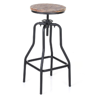 

iKayaa Industrial Style Height Adjustable Swivel Bar Stool Natural Pinewood Top Kitchen Dining Breakfast Chair