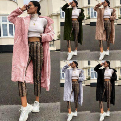 

AU Women Fluffy Shaggy Faux Fur Warm Coat Cardigan Jacket Ladies Casual Outwear