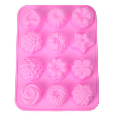 

12 Shapes Silicone Mooncake Mold Handmade Soap Mould Cake Decorating Tools