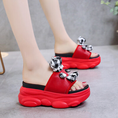 

Little bears slippers womens shoes summer Korean pine-cake bottom-to-toe low-bottom fashionable lazy beach womens cool a