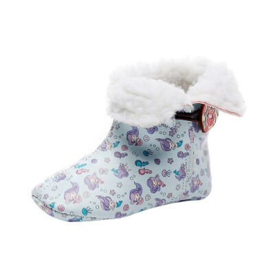 

Newborn Toddler Baby Girls Floral Print Winter Warm Boots First Walkers Shoes