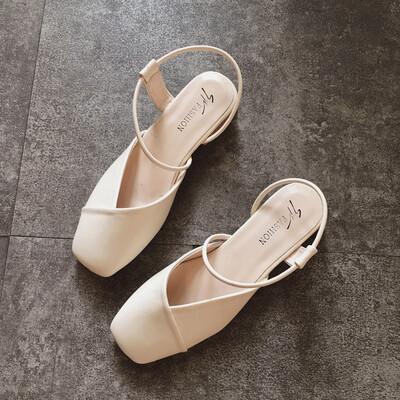 

Retro Grandmas Shoes Summer Baotou Evening Shoes Hundred Sandals Fairy with Rough heels in the Wind