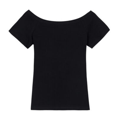 

Women Sexy One Word Collar Shirts Slim Solid Color Short Sleeve Female T-shirt Casual Wild Bottoming Girl Ladies Tops