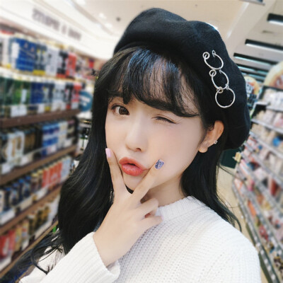 

Winter Hat Female Elegant Sweet Retro Circle Beret Fashion Beret
