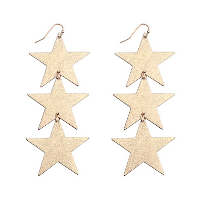 

Fashion Pentagram Star Pendant Metal Long Drop Hook Earrings Women Jewelry Gift