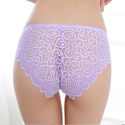 

Black Lace Floral Briefs Thongs Women Underwear Sheer Transparent Panties Seamless Breathable G-string girls gifts