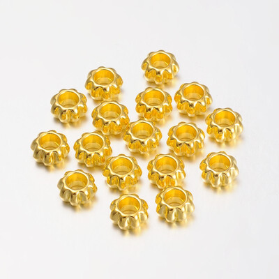 

Zinc Alloy European Beads Flower Golden Color Size about 12mm wide 12mm long 65mm thick hole 55mm
