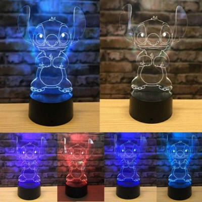 

3D Cartoon Stitch Night Light 7 Color Change LED Desk Lamp Touch Room Decor Gift