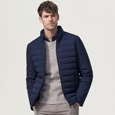 

Seven wolves down jacket men 2018 winter new middle-aged mens fashion casual short stand collar down jacket 001 black 17552AXL