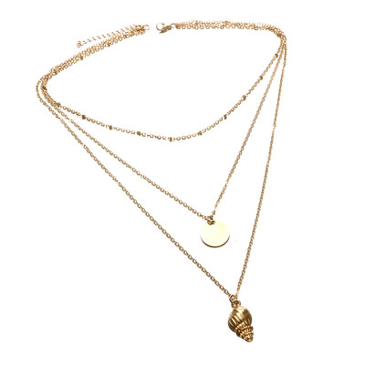 

Girls Women Fashion Multi-layer Disc Conch Pendant Beach Jewelry Choker Necklace