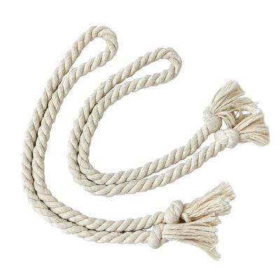 

2pcs Cotton Hemp Knitted Curtains Tied Rope Braided Curtains Buckle Strap