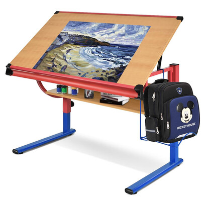 

Adjustable Wooden Drafting Table Workstation Drawing Desk