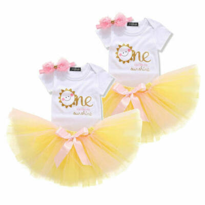 

US Infant Baby Girls Romper TopsTulle Tutu Dress Skirt Outfits Clothes 3PCS 1Y