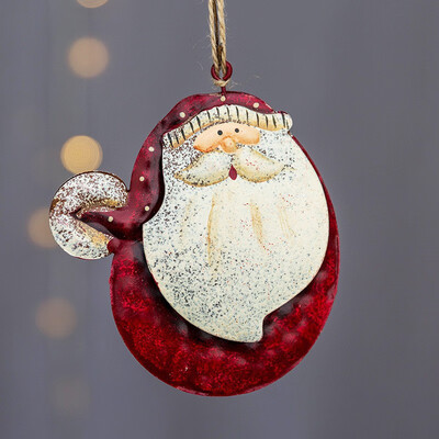 

FUNNYBUNNY Christmas Wrought Iron Pendant American Retro Old Decoration Santa Snowman Pendant Christmas Tree Decoration