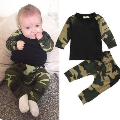 

Cute Camouflage Newborn Baby Boys Kids T-shirt TopLong Pants Outfit Clothes Set