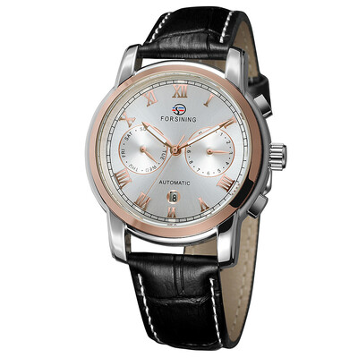 

FORSINING genuine leather waterproof week calendar mens automatic mechanical watch belt mens watch